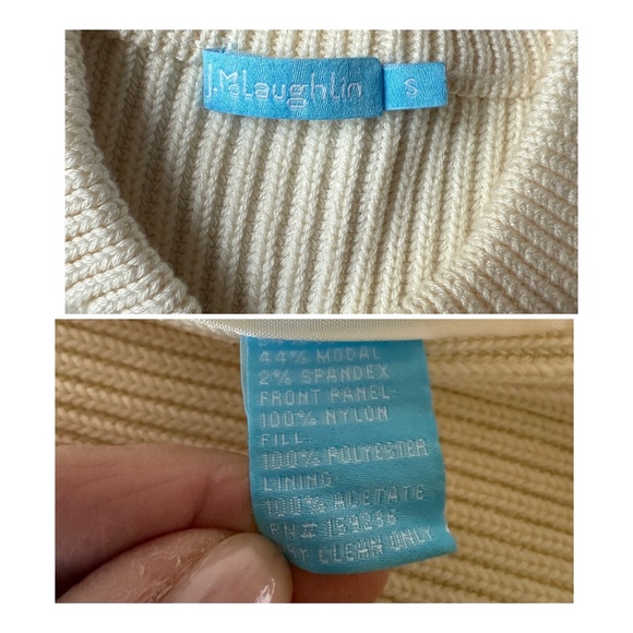 J MCLAUGHLIN ANDI QUILTED EQUESTRIAN IVORY KNIT FRONT ZIP PUFFER JACKET S - Picture 12 of 12